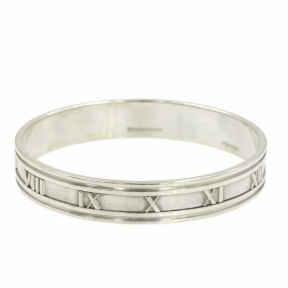 Tiffany & Co. Atlas Wide Bangle Bracelet 7.8" Silver 925 Auth #06593 - Picture 2 of 8